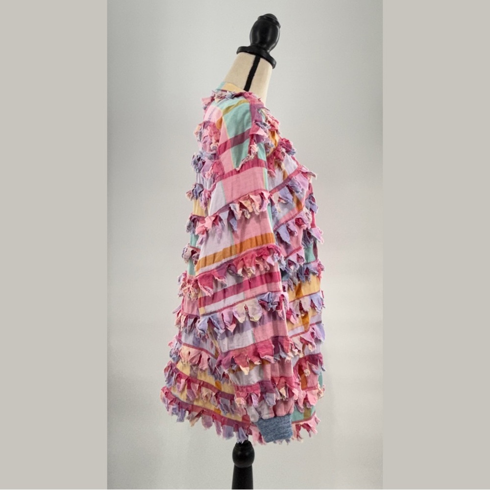 Vintage Paula Sweet Muslin Mink Patchwork Fringe Cardigan Jacket – Size Small - Picture 8 of 12